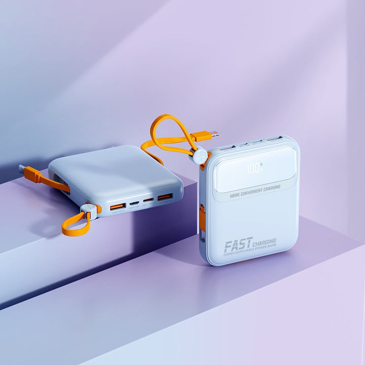 Portable power bank with integrated charging cable and digital display Kalsten