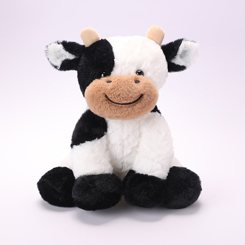 Plush Sitting Cow Cuddle Buddy with Ultra-Soft Faux-Fur Snout and Embroidered Smile Kalsten