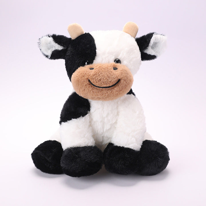 Plush Sitting Cow Cuddle Buddy with Ultra-Soft Faux-Fur Snout and Embroidered Smile Kalsten