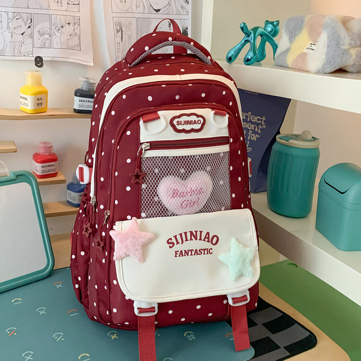 Polka Dot Multi-Compartment School Backpack