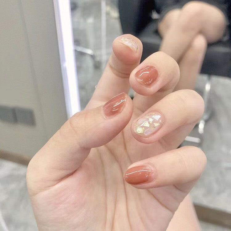 Elegant Press-On Nail Set with Decorative Gel Accents