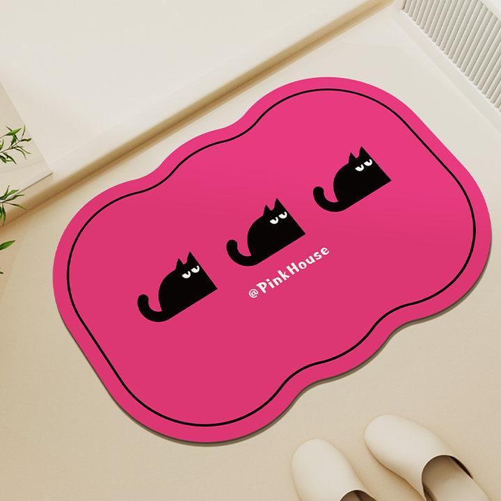 Cloud-Shaped Microfiber Anti-Slip Absorbent Bathroom Mat with Cartoon Dog Print