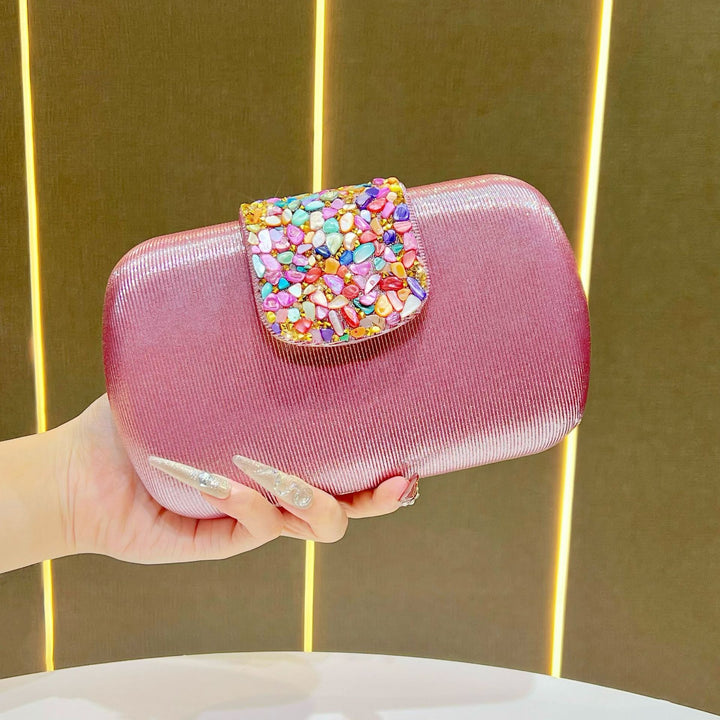 Rhinestone-Decorated Evening Clutch