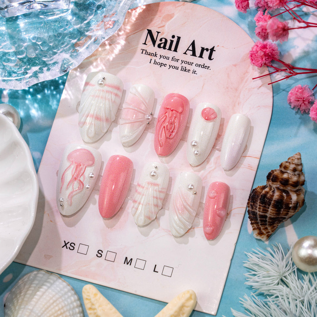 Marine-Inspired Decorative Press-On Nail Art Set