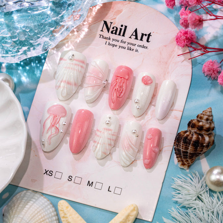 Marine-Inspired Decorative Press-On Nail Art Set