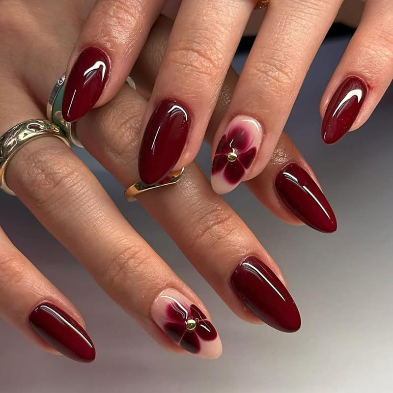 Artistic Floral Stiletto Nail Art