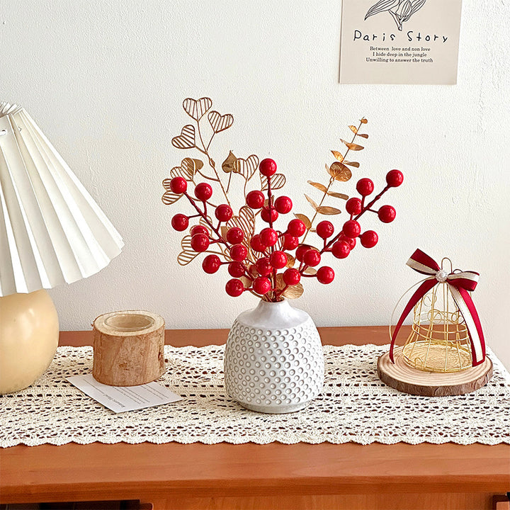 Decorative Artificial Branch with Bright Red Berries