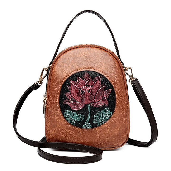 Artistic Floral Embossed Handbag