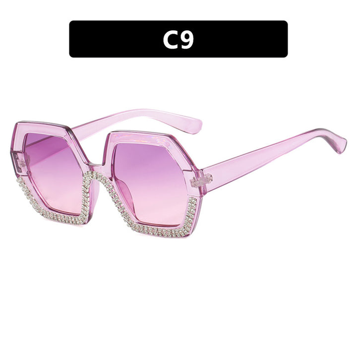 Women's extravagant sunglasses with hexagonal frame and rhinestone accents Kalsten