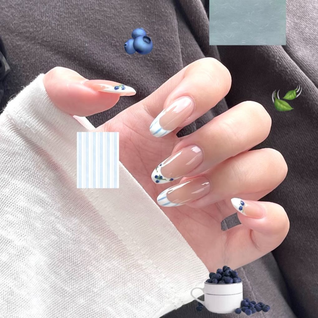 Floral French Tip Nail Art Extensions