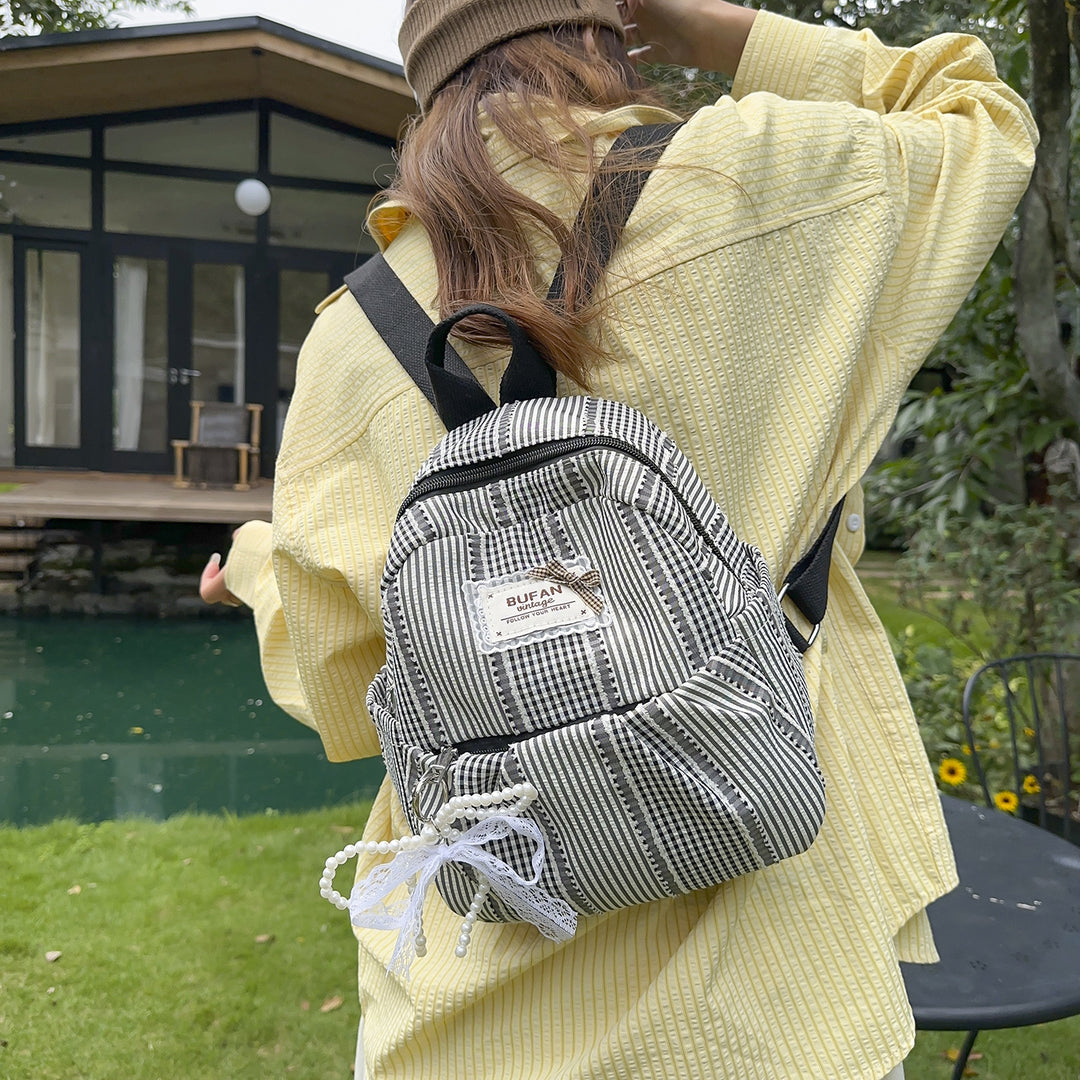 Stylish Small Checked Pattern Backpack Kalsten