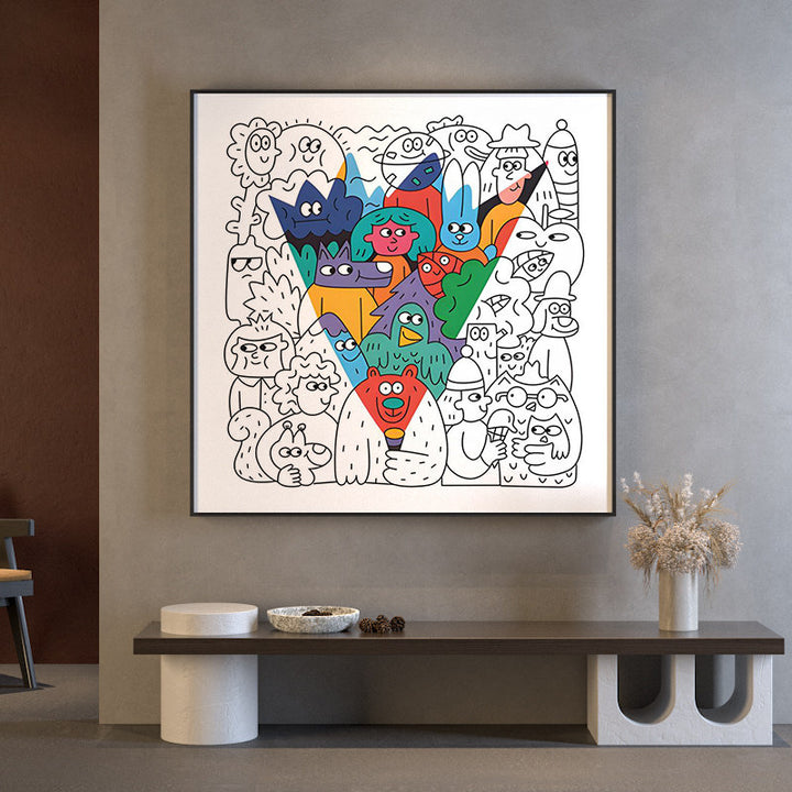 Playful Cartoon Character Canvas Artwork