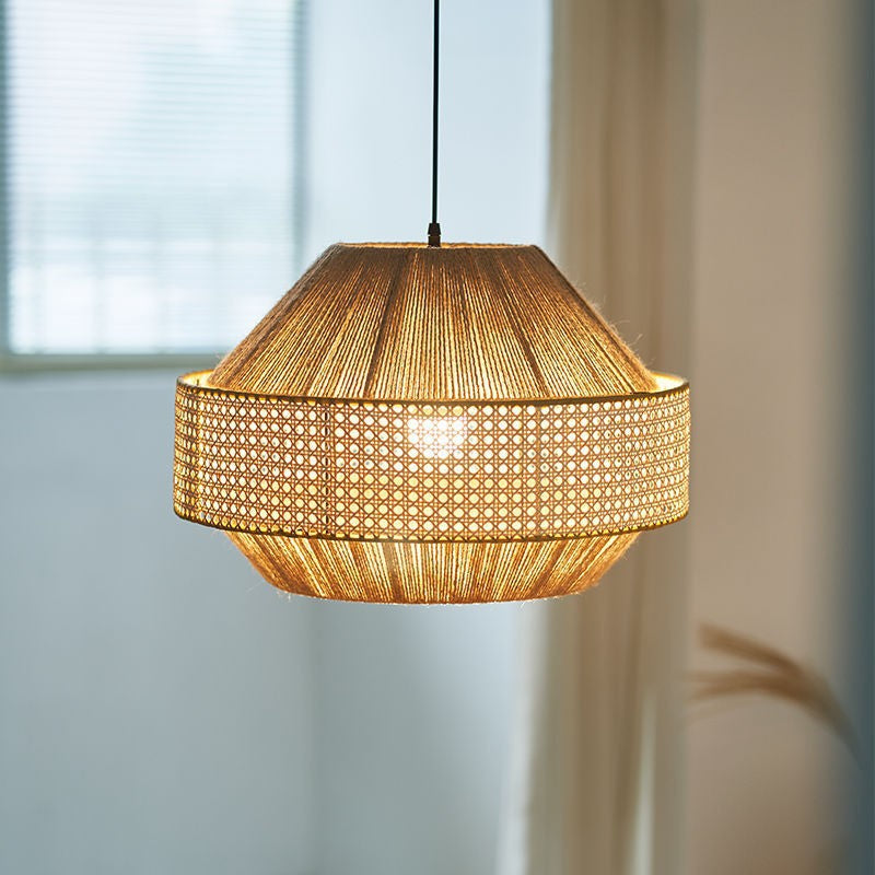 Woven Rattan Drum Pendant Light