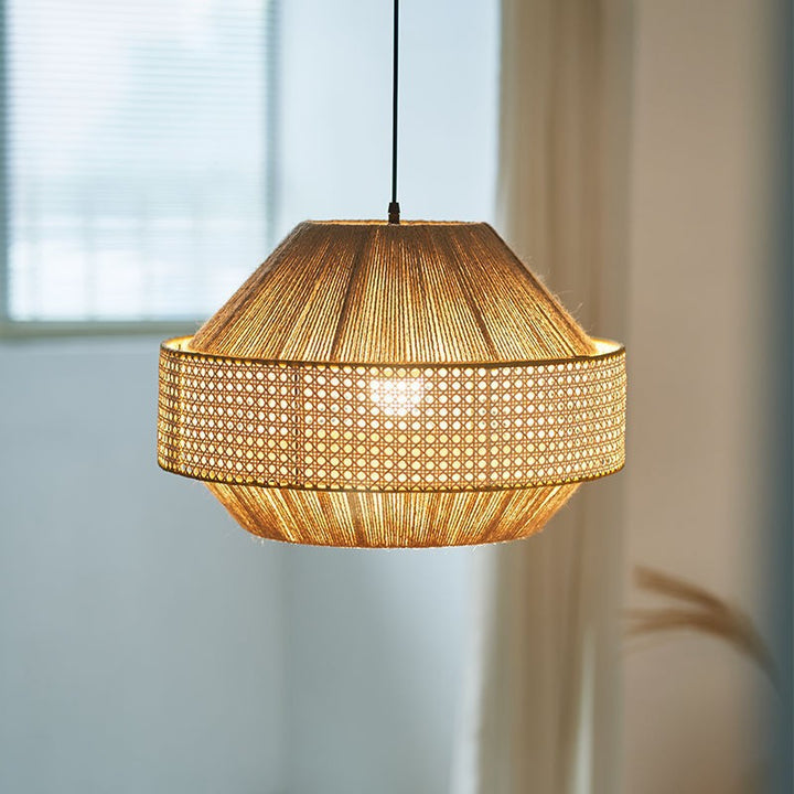Woven Rattan Drum Pendant Light