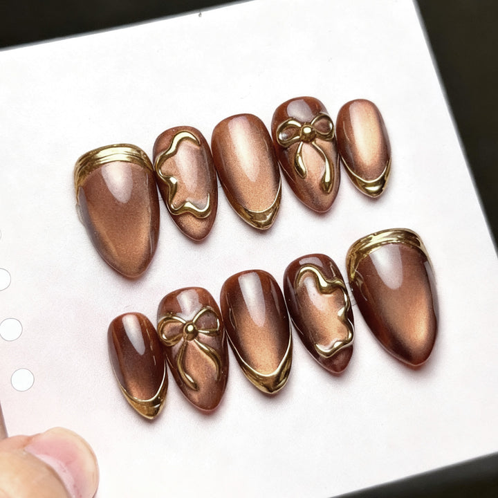 Decorative Metallic Accent Press-On Nail Set