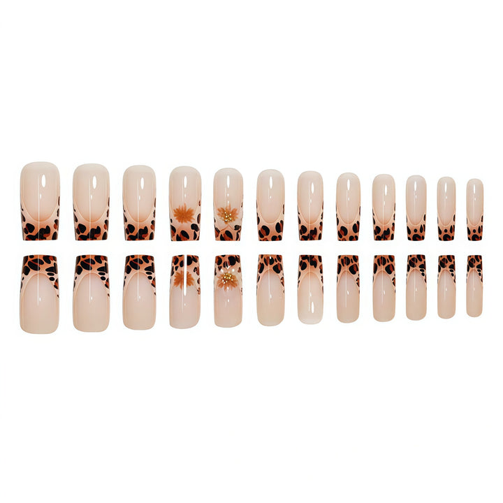 Premium Decorative Press-On Nail Art with Leopard Print Accents Kalsten
