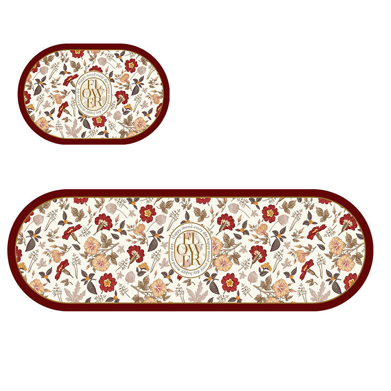 Floral Pattern Decorative Kitchen Mat