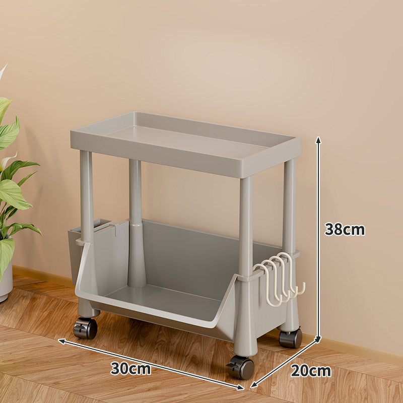 Slim Four-Tier Rolling Storage Cart with Stacking Open Bins