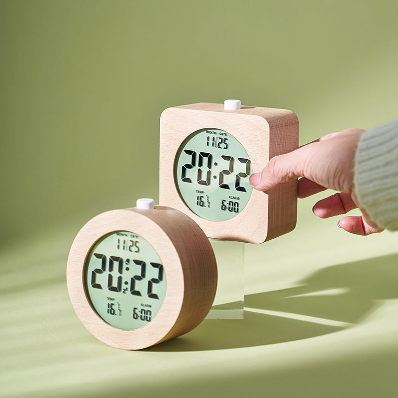 Digital wood alarm clock with temperature display Kalsten