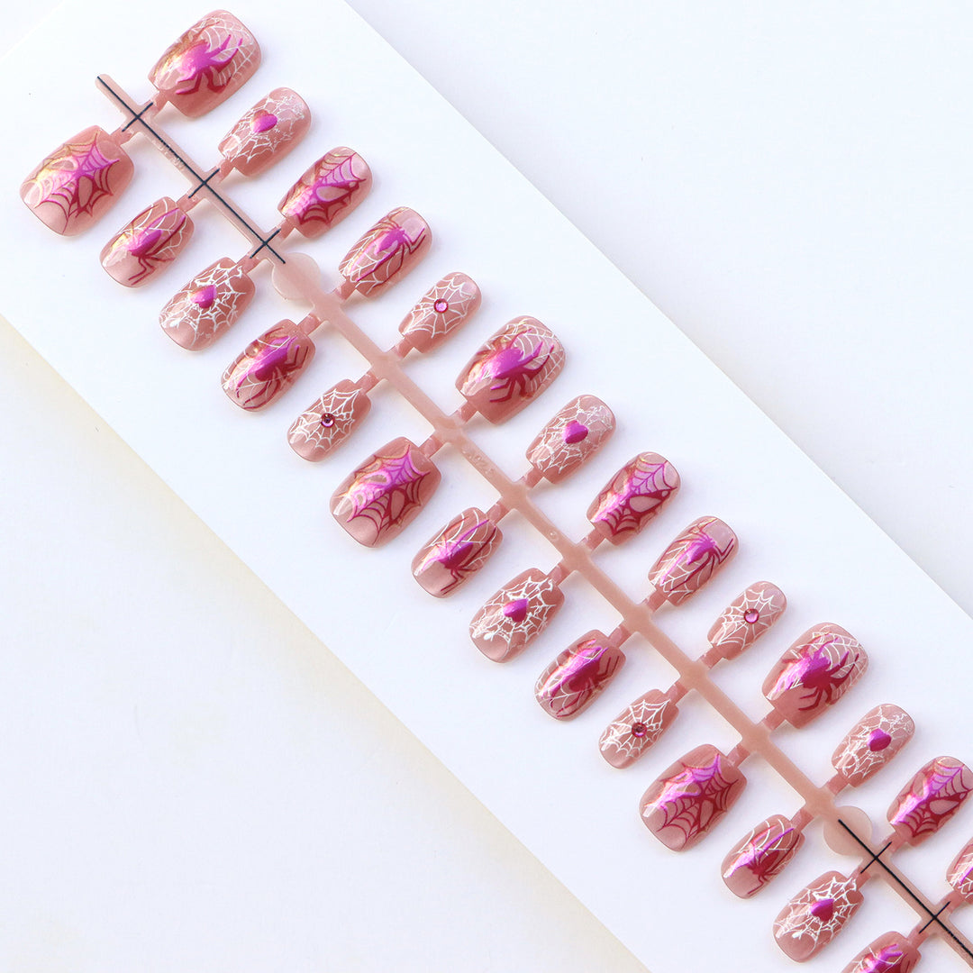 Spider Web Design Press-On Nail Set