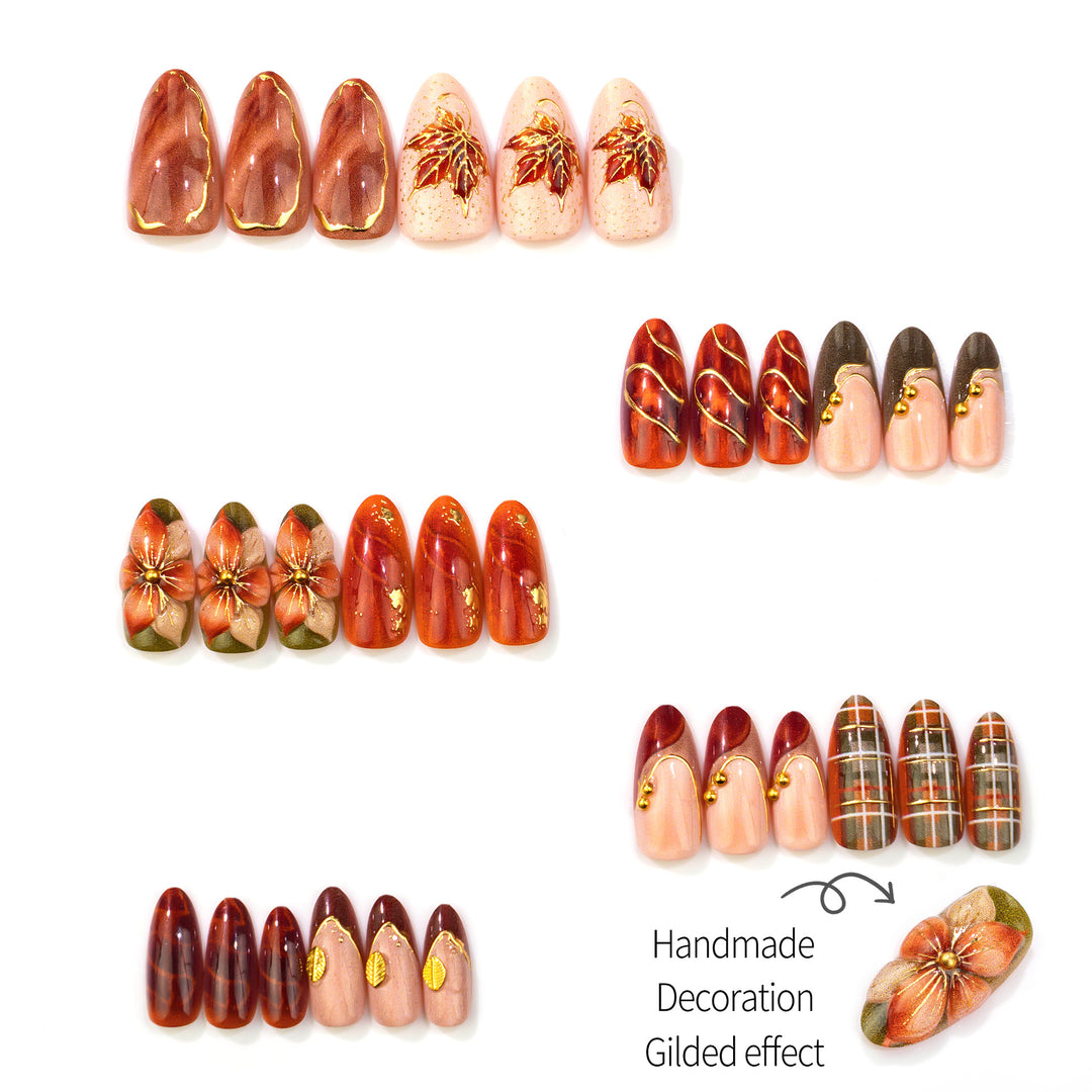 Autumn-Inspired Manual Nail Art Set