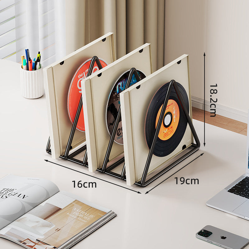 Triangular Metal Desktop Vinyl and LP Divider Organizer with Non-Slip Base