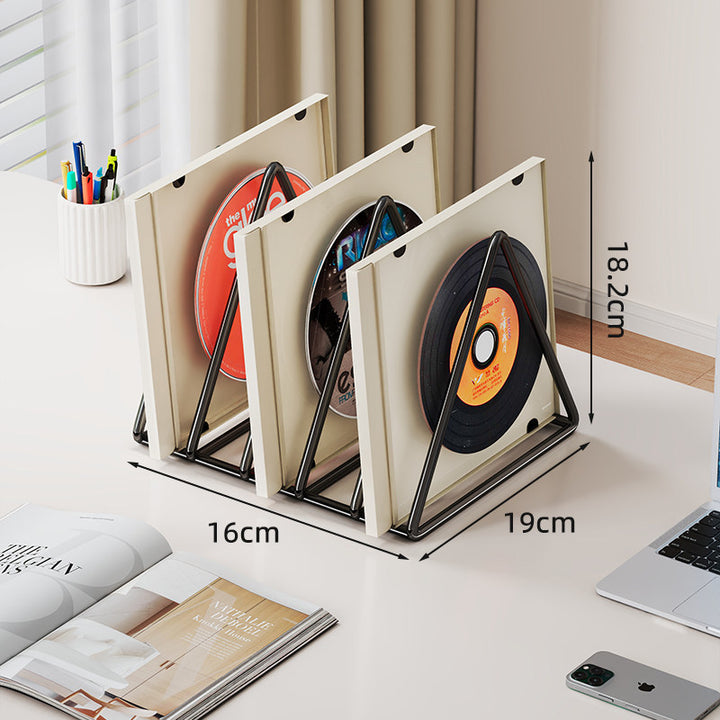 Triangular Metal Desktop Vinyl and LP Divider Organizer with Non-Slip Base