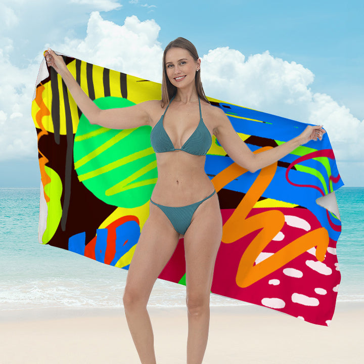 Beach towel with vibrant tropical plant motif Kalsten