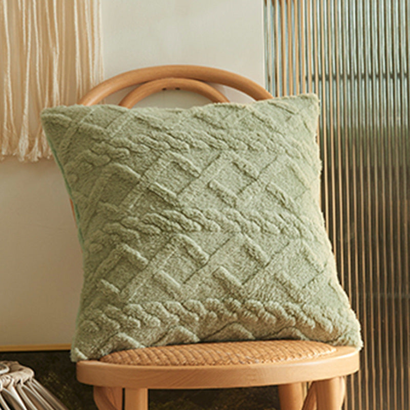 Square living cushion made of teddy boucle with raised diamond texture Kalsten