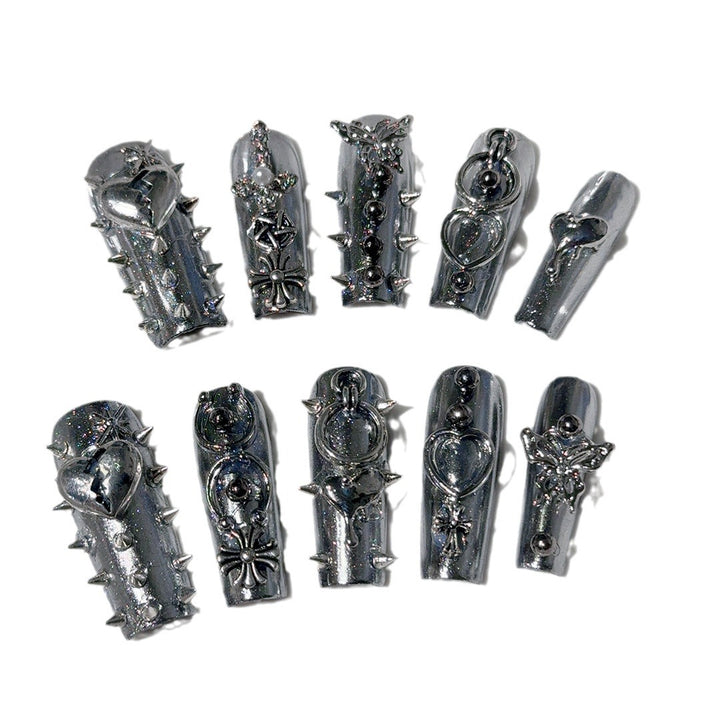 Gothic-Inspired Metallic Nail Art Set