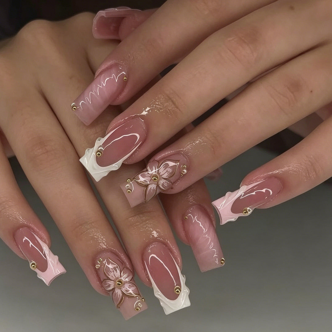 Floral Decorative Press-On Nail Enhancements Kalsten