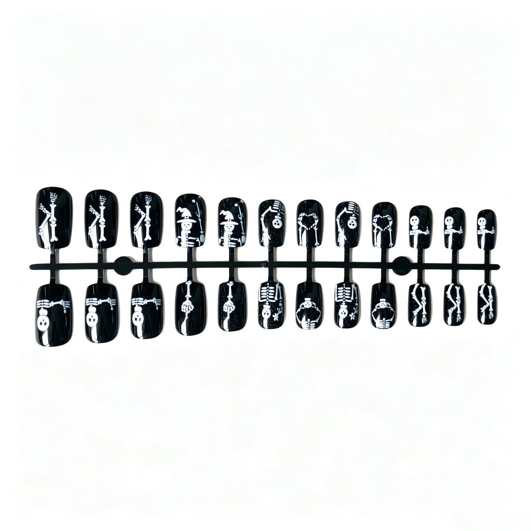 Halloween-Themed Skeleton Nail Art Set