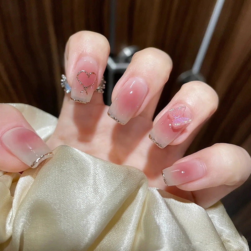 Stylish heart and ombre design artificial nails Kalsten