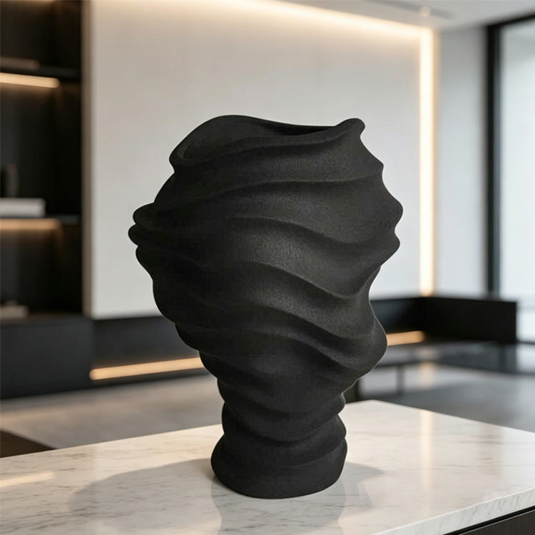 Elegant Contemporary Wave-Patterned Decorative Vase