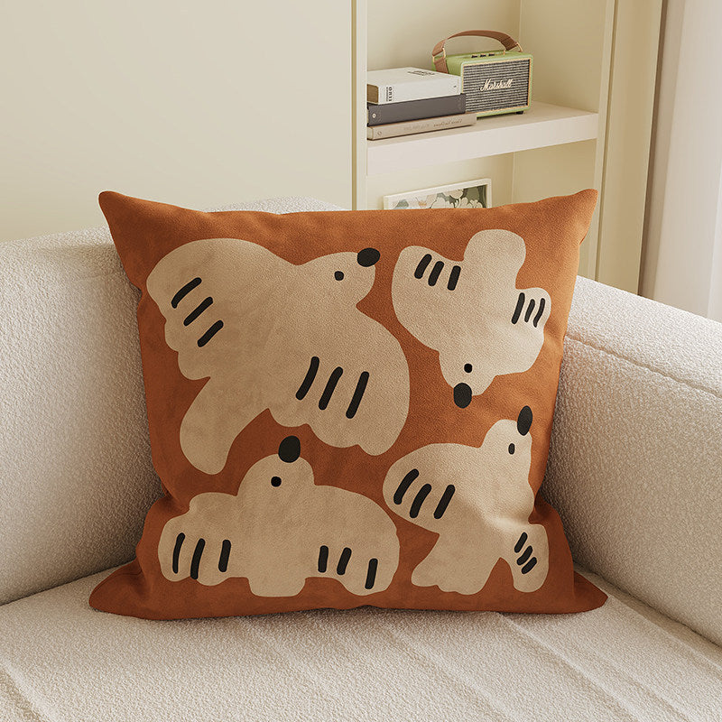 Velvet Bamboo Leaf Square Throw Pillow Cover with Hidden Zipper