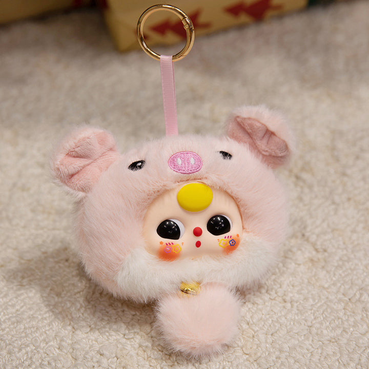 Bunny Plush Bag Charm with Bell and Collectible Resin Face Kalsten