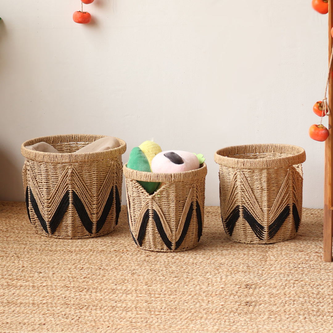 Decorative basket with graphic pattern Kalsten