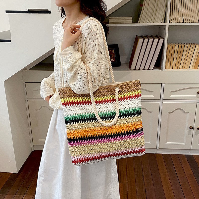 Casual Handwoven Straw Tote Bag
