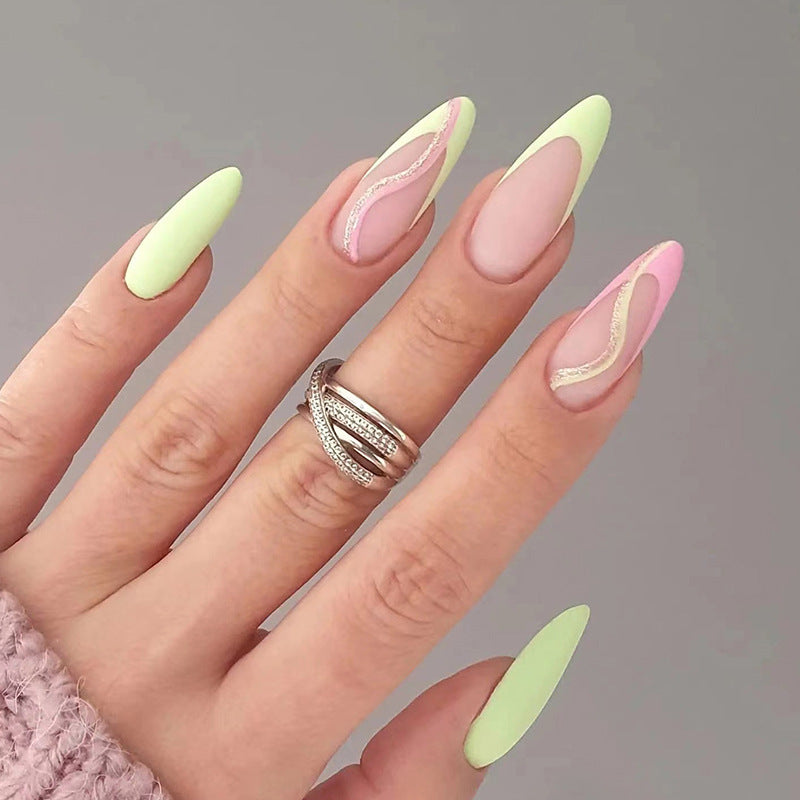 Stylish artificial nails with elegant wave pattern and matte finish Kalsten