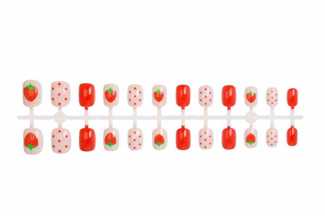 Artificial nail set with cute strawberry and polka dot designs Kalsten