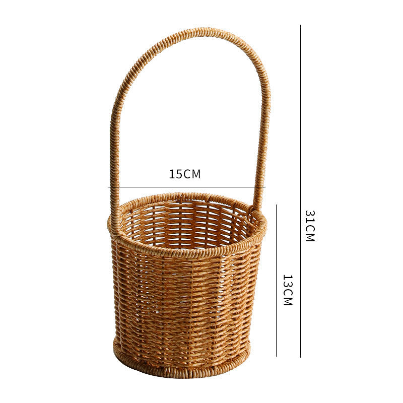 Decorative Woven Storage Basket with Mushroom Emblem Kalsten