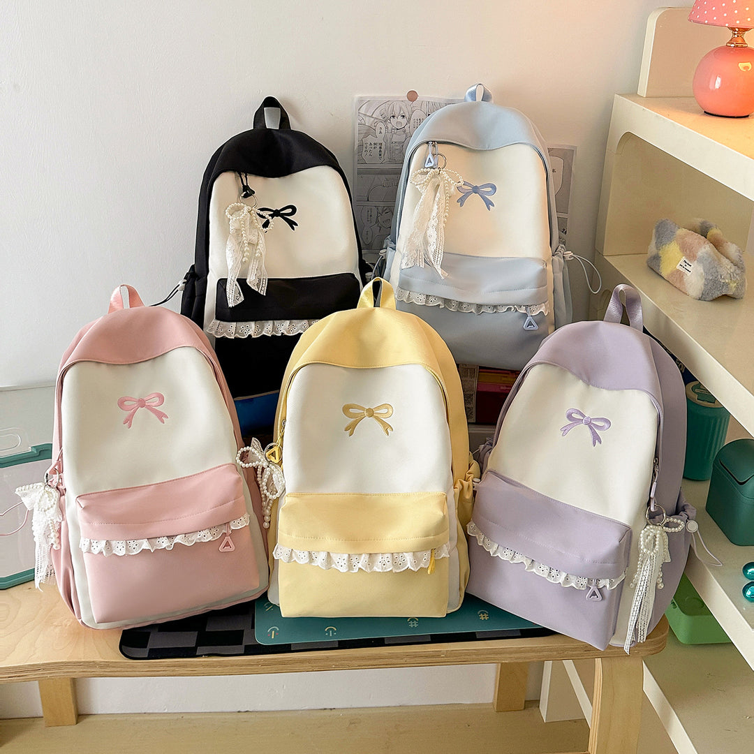 Decorative Bow-Embellished Casual Backpack Kalsten