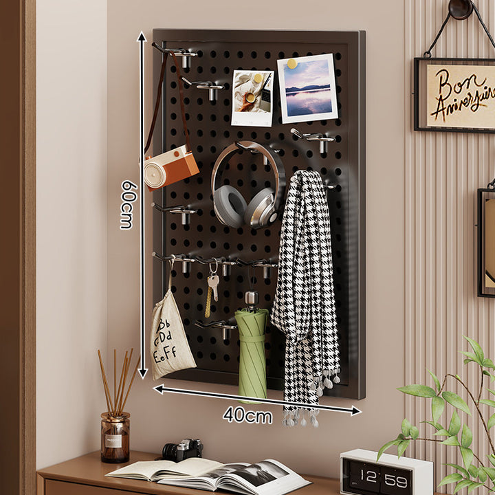 Wall-Mounted Perforated Pegboard Organizer Panel Large Square with Modular Hooks and Accessories