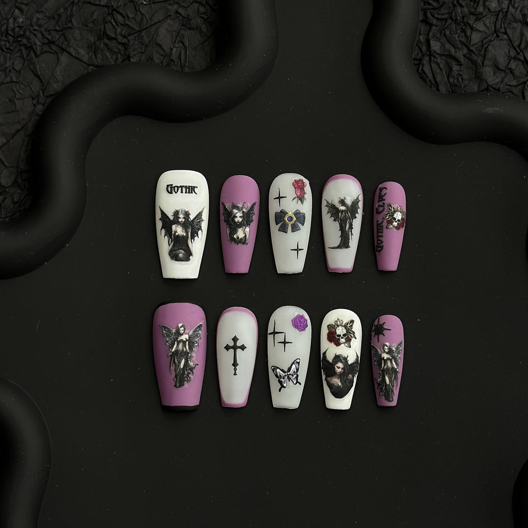 Artistic Gothic Press-On Nail Art Set