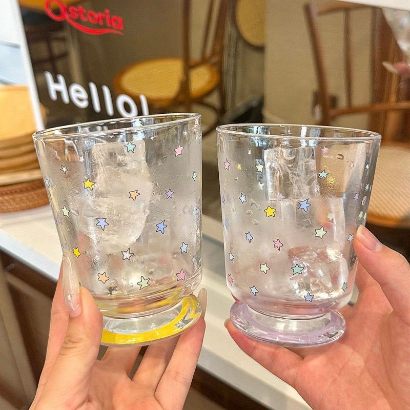 Drinking glass with colorful star decor Kalsten