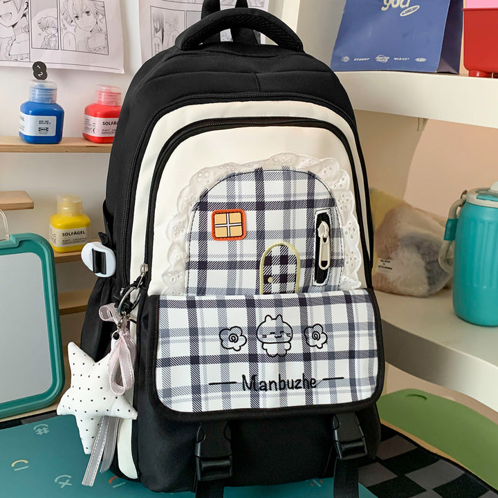 Cute Decorative Checkered School Backpack Kalsten