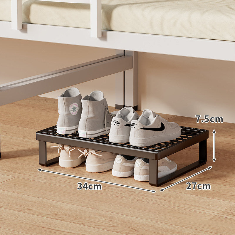 Low-Profile Stackable Shoe Riser Shelf with Ventilated Grid Top for Under-Bed and Entryway