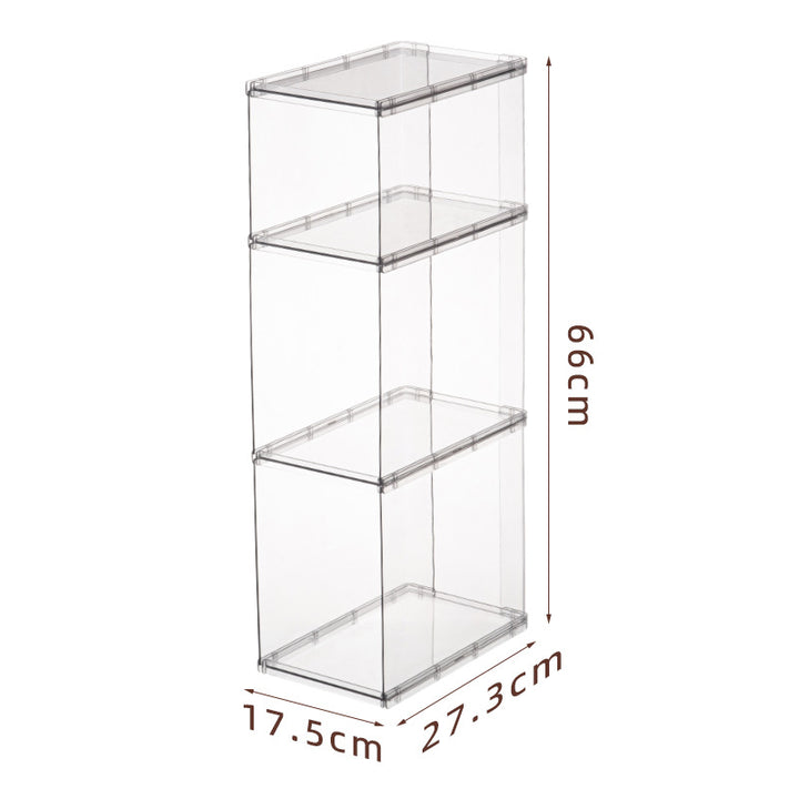 stackable transparent storage shelf three-piece