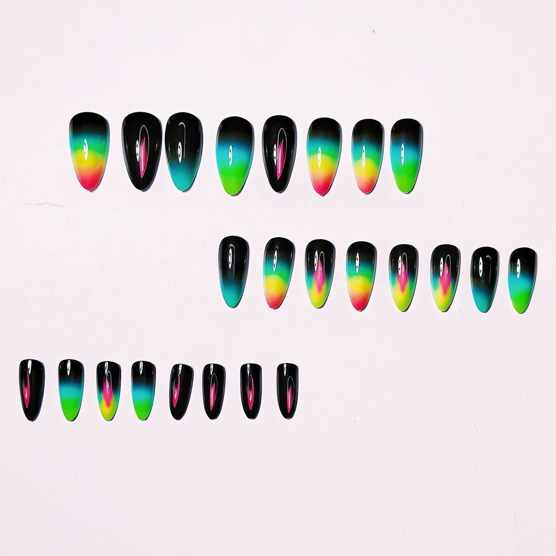 Gradient Neon Tips Acrylic Nail Art Kalsten