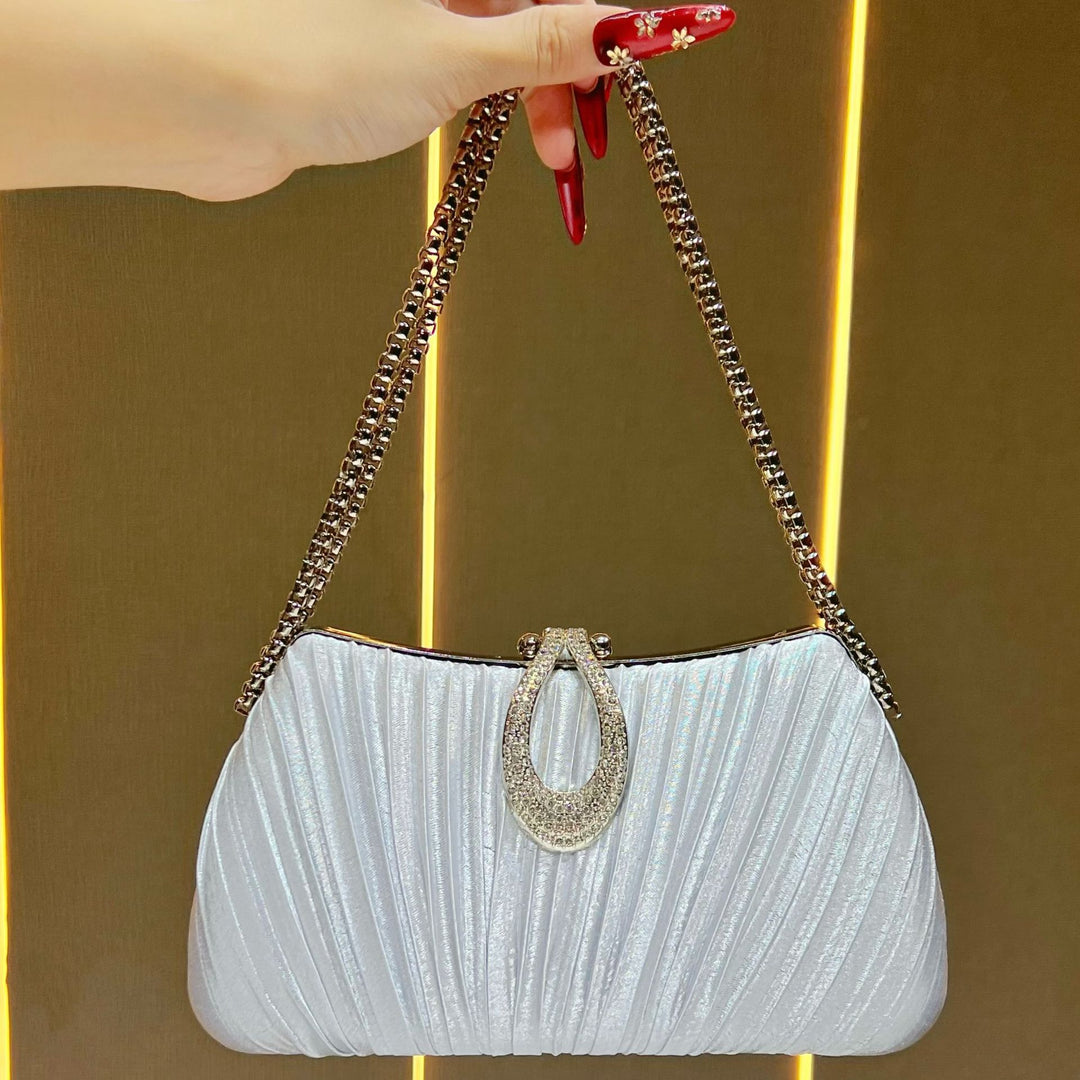 Pleated Satin Evening Handbag